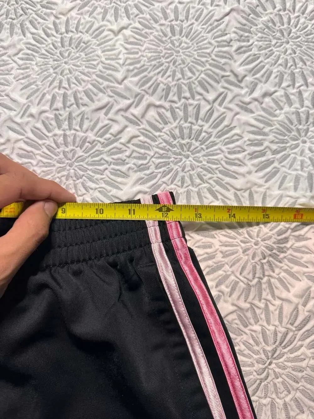 Adidas Girls XL Regular Fit Track Pants Black with Pink Stripes